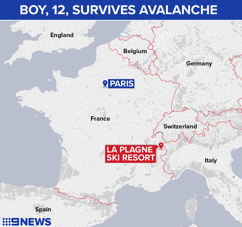 The boy was skiing with a group at La Plagne resort in the French Alps when the avalanche occurred.