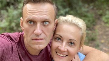 Russian opposition leader Alexei Navalny and his wife Yulia pose for a selfie in an unknown location in Germany posted to Instagram