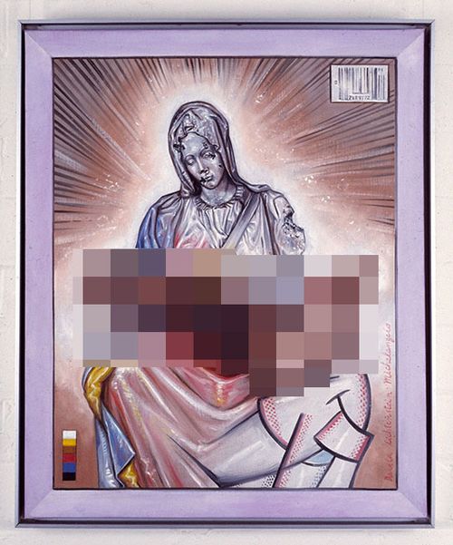 Juan Davila's artwork Holy Family, which has been censored by 9News here, has drawn the ire of Christian groups.