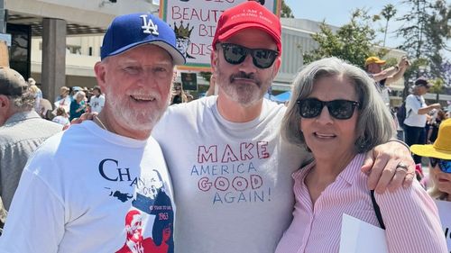 Jimmy Kimmel at No Kings protest in South Bay, Los Angeles
