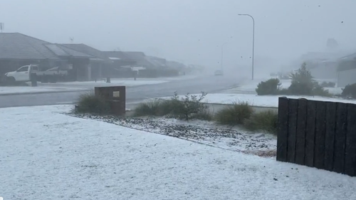Junction Hill in New South Wales was covered in hail during a storm on Saturday afternoon.