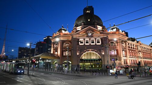 An empty Flinders Street Station in Melbourne.