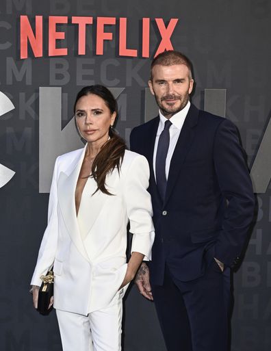 LONDON, ENGLAND - OCTOBER 03: Victoria and David Beckham attend the Netflix 'Beckham' UK Premiere at The Curzon Mayfair on October 03, 2023 in London, England. (Photo by Gareth Cattermole/Getty Images)