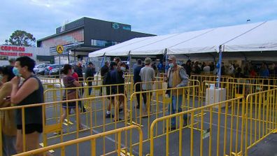 Queues at Shepperton, Regional Victoria, for testing