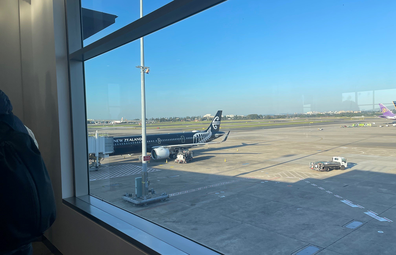 Air New Zealand plane at the Sydney gate on April 19, 2021