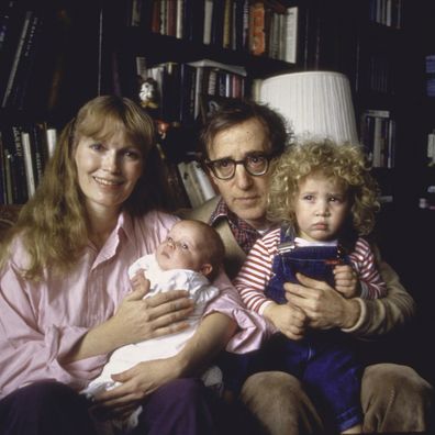 Actress Mia Farrow, Woody Allen, son Satchel, daughter Dylan