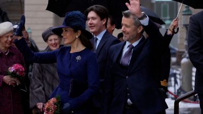 Queen Mary of Denmark with King Frederik X and Crown Prince Christian