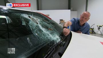 Michael Allison&#x27;s windscreen was completely shattered from the impact of the towbar hitting it. 