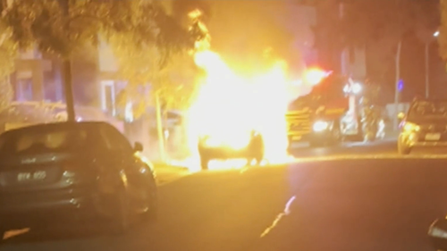 Una casa vicina è stata salvata, ma due auto sono state distrutte.