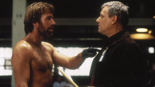 Chuck Norris and Ron Dean in Code of Silence (1985)