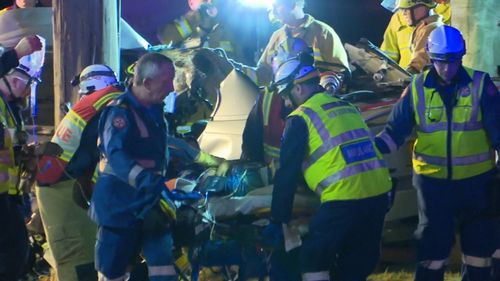 Both women were trapped by their legs in the crash. (9NEWS)