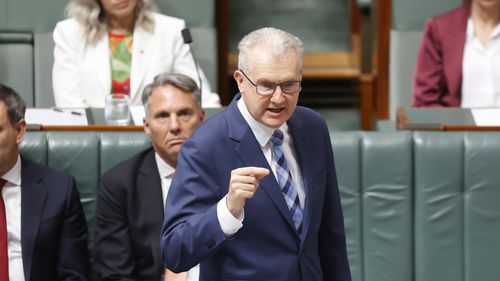 CANBERRA, AUSTRALIA - OCTOBER 09: Minister for the Arts, Minister for Home Affairs, Minister for Cyber Security