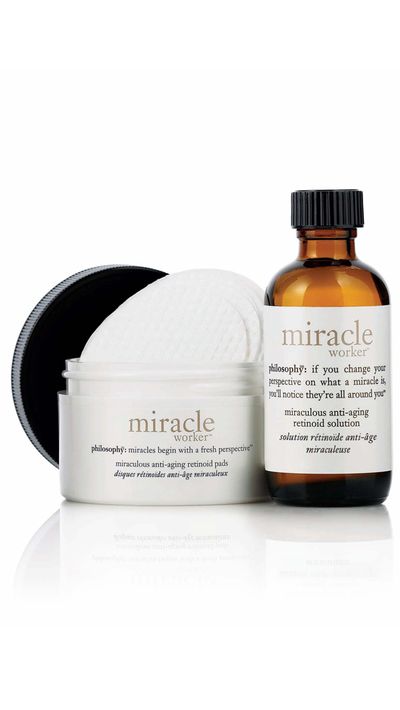 <p><a href="http://www.adorebeauty.com.au/philosophy-miracle-worker-miraculous-anti-aging-retinoid-pads.html" target="_self">Miracle Worker Anti-ageing Retinoid Pads, $95, Philosophy</a></p>