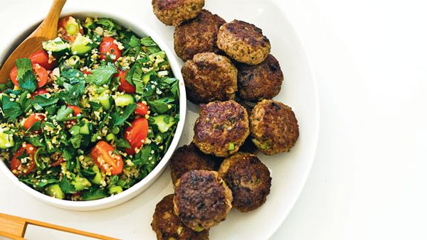 Lamb koftas with rustic tabouli