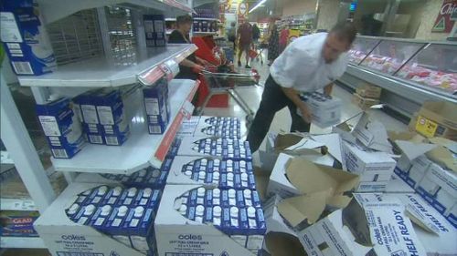 Emergency supply shoppers kept staff busy. (9NEWS)