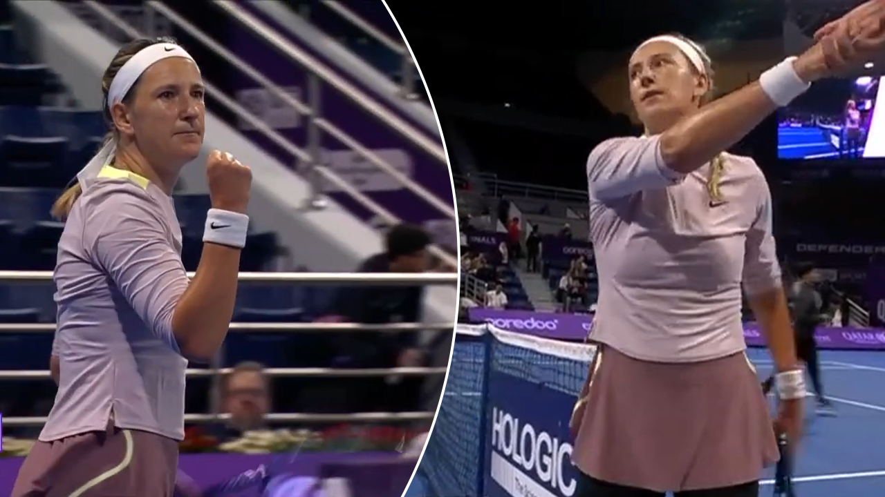 Victoria Azarenka baulks at Jelena Ostapenko's bizarre post-match gesture