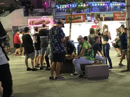 Rain put a bit of a damper on Schoolies' spirits. (Shellie Doyle)