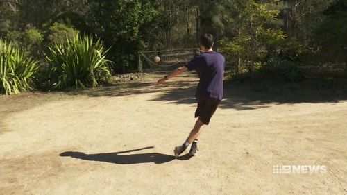 The 18-year-old has garnered millions of views online for his soccer skills. (9NEWS)