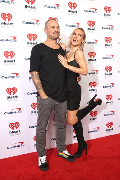 LAS VEGAS, NEVADA - SEPTEMBER 22: (L-R) Brian Austin Green and Sharna Burgess attend the 2023 iHeartRadio Music Festival at T-Mobile Arena on September 22, 2023 in Las Vegas, Nevada. (Photo by Greg Doherty/Getty Images)