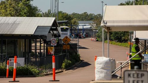 DARWIN, AUSTRALIA - MAY 15: Passengers from flight QF112 are transported to the Howard Springs Quarantine Facility on May 15, 2021 in Darwin, Australia. The arrival from New Delhi is the first repatriation flight for Australians who have been stranded in India following the lifting of the federal government's ban on flight arrivals from India as the country continues to battle a massive COVID-19 outbreak. Passengers on the flight will do mandatory quarantine at the Howard Springs facility for 14