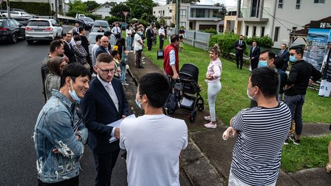 Crowds at an auction