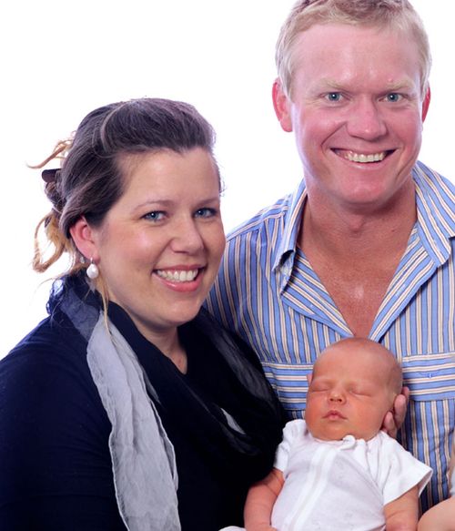 Lana Cormie and Charlie Howkins with their son George.