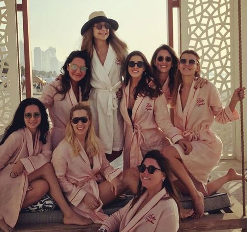 Mina Basaran (in white) with her bachelorette party. (Instagram)
