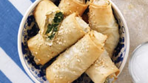 Greek cheese and spinach rolls