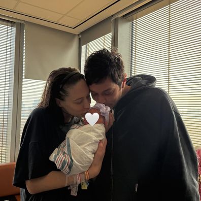 Elsie Hewitt and Pete Davidson with their newborn daughter Scottie, December 2025