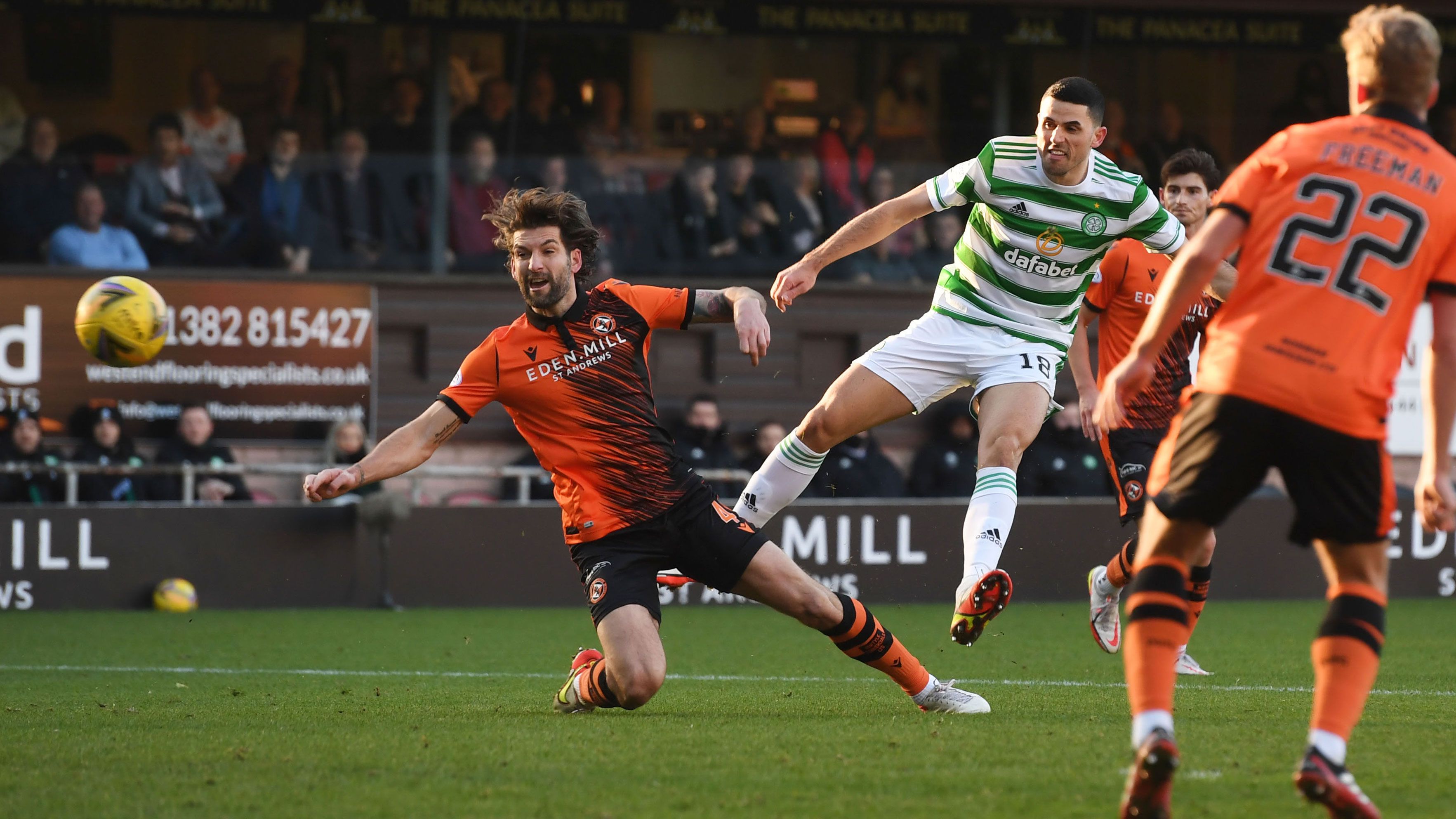 Tom Rogic makes it 1-0 to Celtic over Dundee United, finishing an unbelievable individual goal with this shot.
