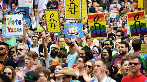 Same sex marriage advocates turned out in force in Sydney. (AAP)