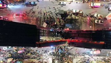 An overpass in Mexico City&#x27;s metro collapsed Monday night, sending a train plunging downward, trapping cars under rubble and killing at least 13 people, authorities said.