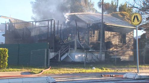 The weatherboard home was gutted in the fire. (9NEWS)