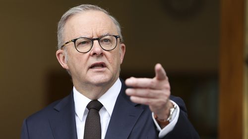 Prime Minister Anthony Albanese astatine a property convention astatine Parliament House successful Canberra connected Sunday 9 March 2025.