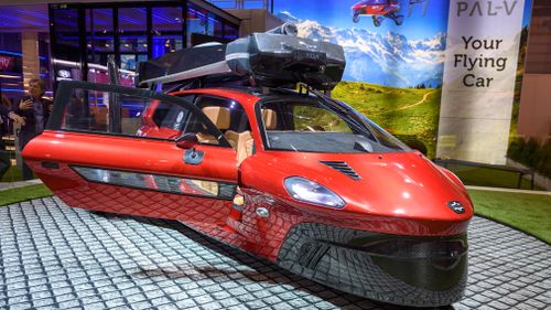 The new PAL-V Liberty Flying Car is presented during the media day at the 88th Geneva International Motor Show in Geneva. (AAP)