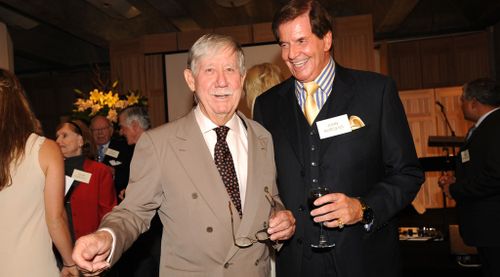 Reg Grundy with John Burgess at the launch of his autobiography in 2010 (AAP)