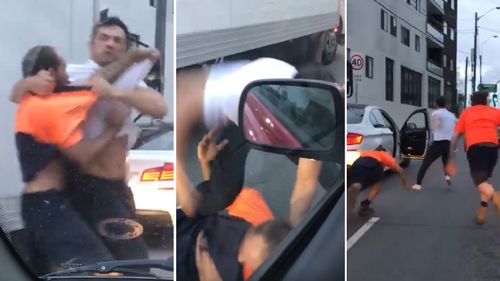 Two men have brawled on a Sydney road.