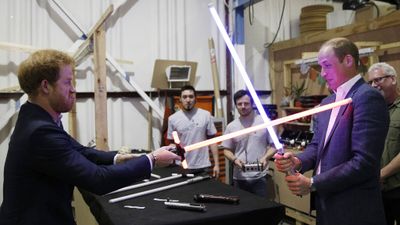 The royal brothers indulge in a lightsabre battle, 2016