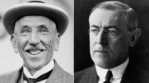 Australian Prime Minister Billy Hughes, left, clashed with US President Woodrow Wilson at the Versailles peace talks.