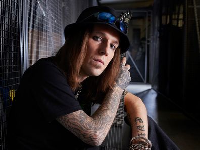 Finnish musician Alexi Laiho, guitarist and vocalist with heavy metal group Children of Bodom photographed at The Grove Music Studios in London on August 19, 2015. 