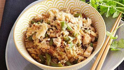 Recipe:&nbsp;<a href="http://kitchen.nine.com.au/2016/05/05/11/00/pohs-chicken-and-green-bean-fried-rice" target="_top">Poh's chicken and green bean fried rice</a>