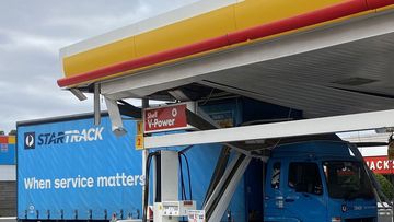 A delivery driver has crashed into a service station roof in West Lakes, South Australia. 