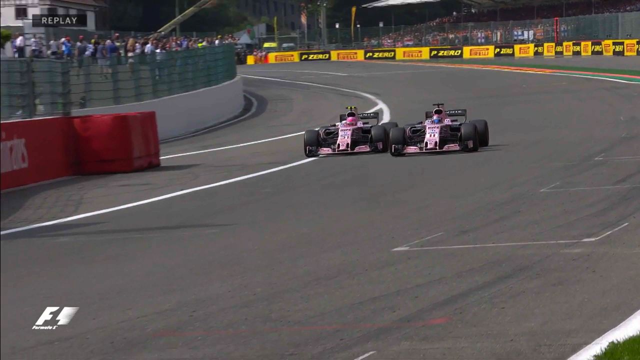 Force India drivers collide again