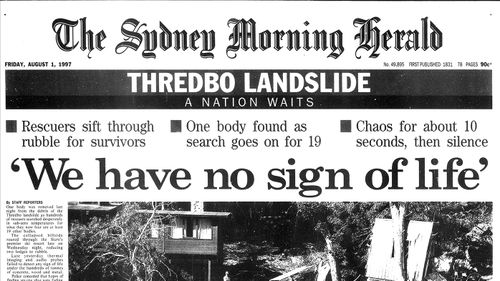 The front page of the Sydney Morning Herald the day after the landslide.