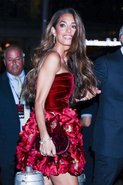 NEW YORK, NEW YORK - SEPTEMBER 29: Amal Clooney and George Clooney attend the "Jay Kelly" red carpet during 63rd New York Film Festival at Alice Tully Hall, Lincoln Center on September 29, 2025 in New York City. (Photo by Aeon/GC Images)