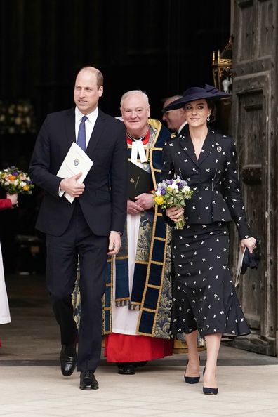 Prince William, Prince of Wales and Catherine, Princess of Wales depart the annual Commonwealth Day Service at Westminster Abbey on March 13, 2023 in London 