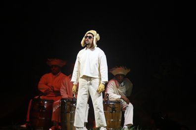 SAN JUAN, PUERTO RICO - SEPTEMBER 20: Bad Bunny performs live during "No Me Quiero Ir De Aquí; Una Más" Residencia at Coliseo de Puerto Rico José Miguel Agrelot on September 20, 2025 in San Juan, Puerto Rico. (Photo by Gladys Vega/Getty Images)