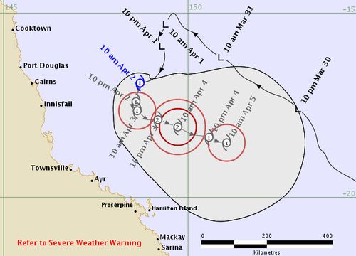 Tropical Cyclone Iris has redeveloped off the coast of northern Queensland and will move towards land before strengthening and moving back out to sea over coming days. Picture: BoM.
