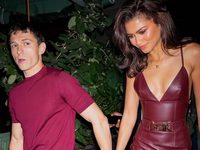 Tom Holland and Zendaya are seen on October 24, 2024 in New York City. 