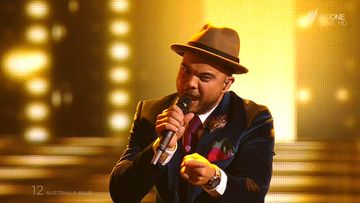 Guy Sebastian performing on stage in Austria for Eurovision. (SBS)